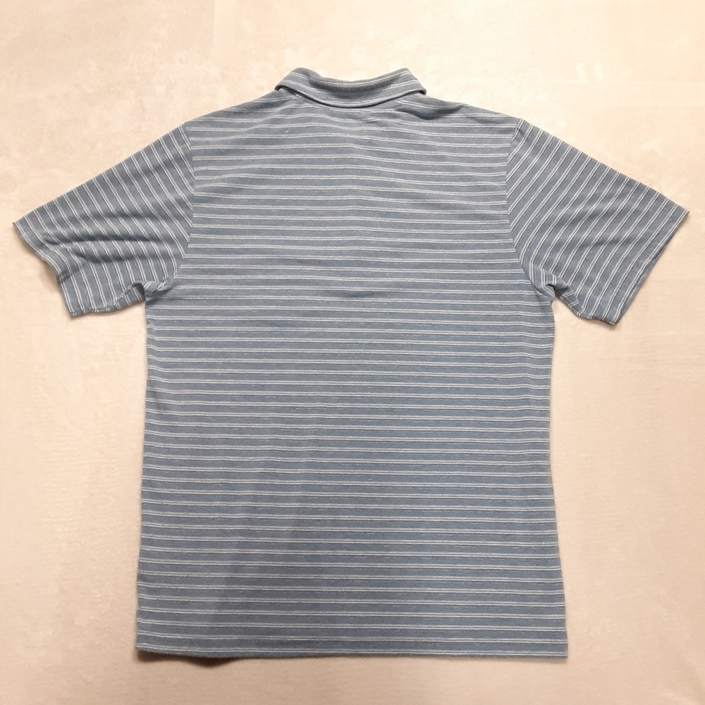 Huk Mens Performance Polo Medium Blue Chest Pocket Striped Rayon Blend - Picture 3 of 9